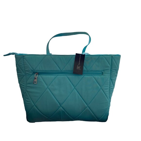 I.n.c. International Concepts Ryenne Quilted Nylon Tote Turquoise Sea NWD Large - Picture 2 of 8